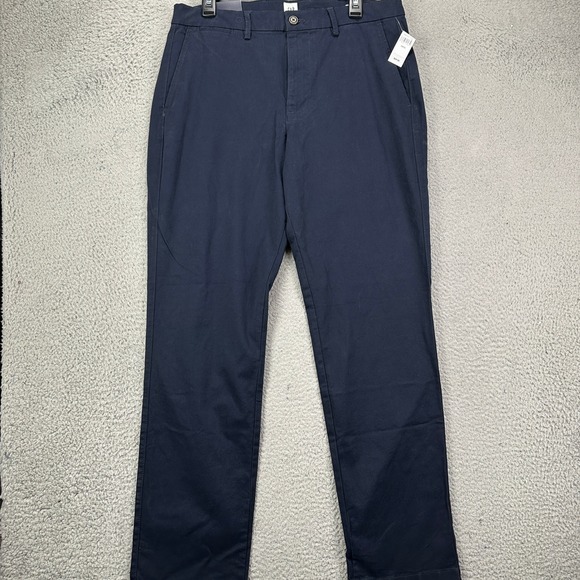 Gap Flex Men Essential Khaki Pants 33X32 Blue Straight Leg Mid Rise Stretch NEW